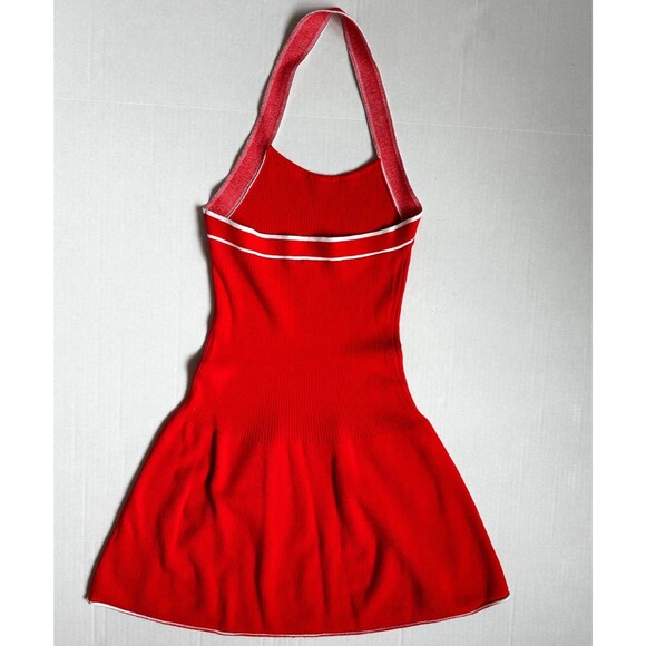 Anthropologie Halter Mini Dress Bright Red Women’s Small Summer Silhouette - Picture 5 of 15